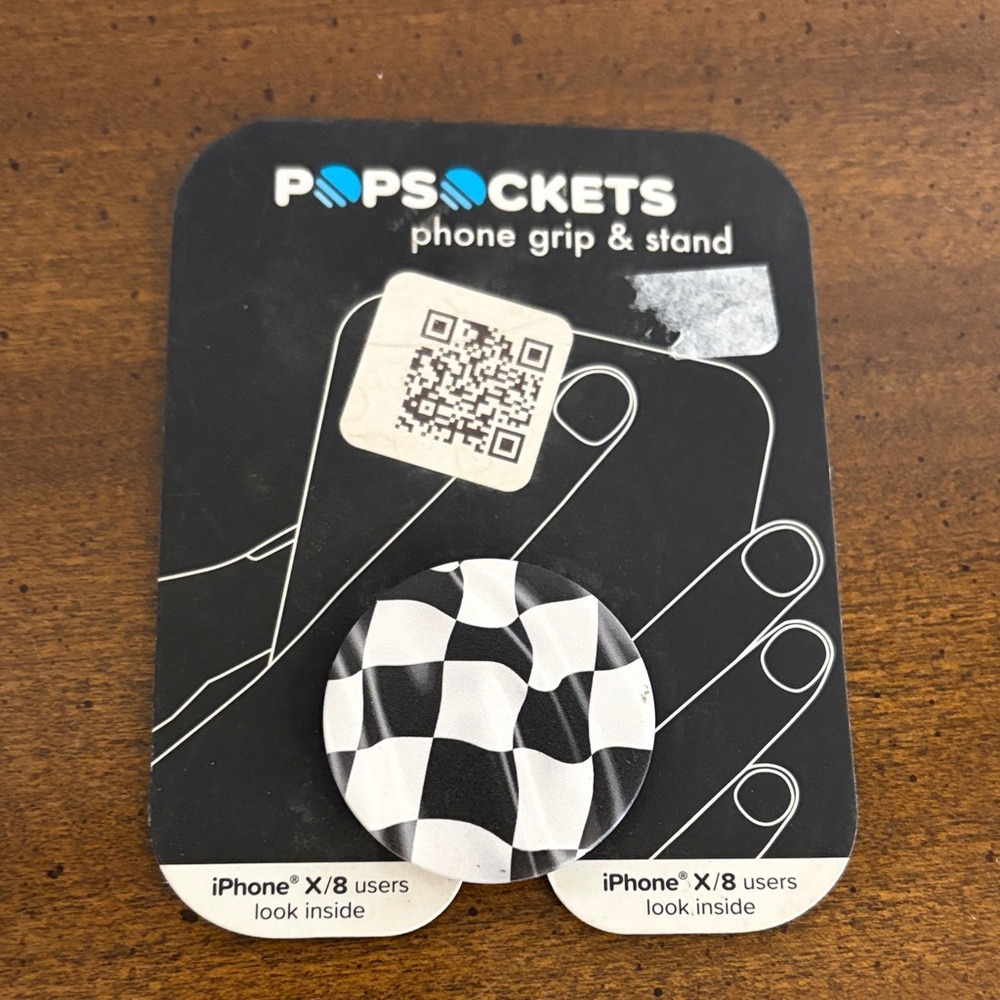 PopSocket Black and White Checkered Flag Phone Grip & Stand NWT